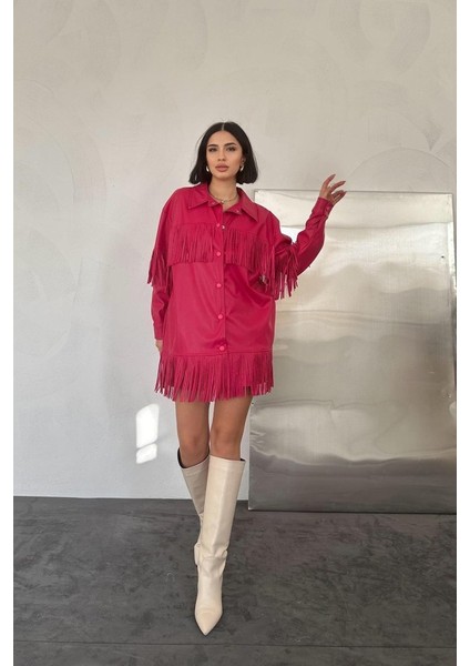 Fuşya Püsküllü Deri Gömlek fiyatları