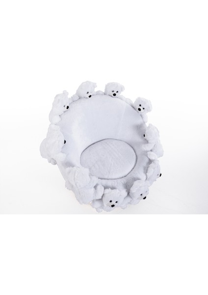 Most Teddy Kids Ayıcıklı Beyaz Peluş Kumaş Döner Berjer (Evinize Teslim)