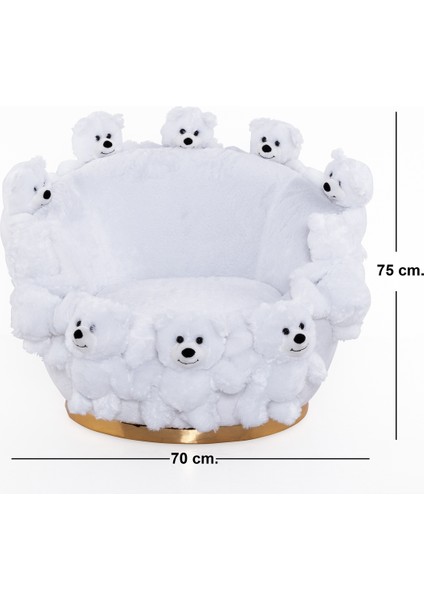 Most Teddy Kids Ayıcıklı Beyaz Peluş Kumaş Döner Berjer (Evinize Teslim)
