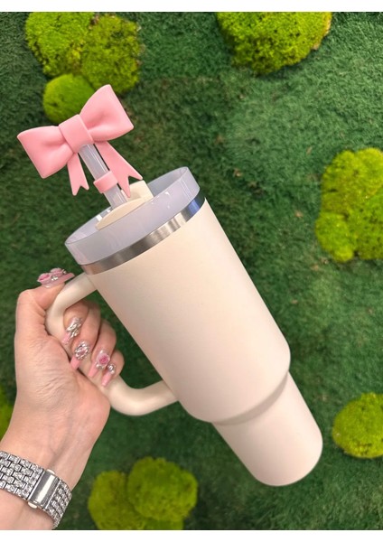 Pembe Fiyonk Termos Pipet Başlığı Aksesuar - Tıpa