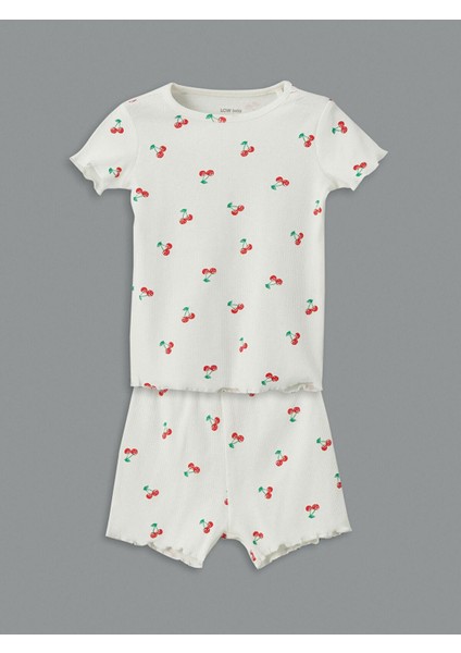 Lcw Baby Kiraz Baskılı Kız Bebek Şortlu Pijama Takım