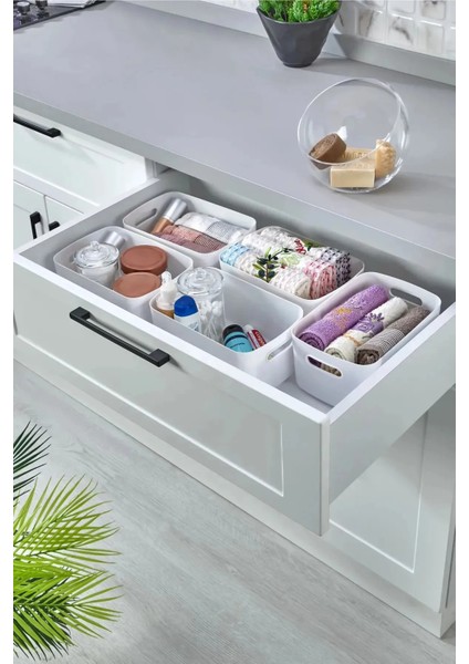( 3 Adet ) Şık 3.5 Litre Organizer | Dolap Içi Buzdolabı Banyo Mutfak Sepet Düzenleyici Saklama Kabı
