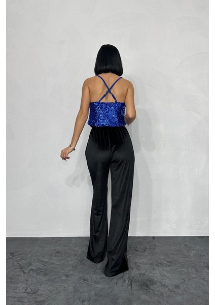 Saks Askılı Degaje Bluz