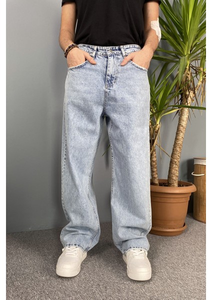 Buz Mavisi Baggy Kot Pantolon