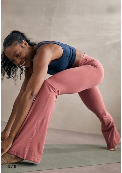 Zenvy Women's High-Waisted Flared Leggings Pembe Kadın Tayt