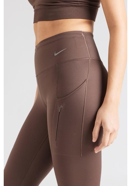 Go Firm Support High Rise Full Length Kadın 6 Cepli Lazer Kesim Antreman Taytı Koyu Kahve