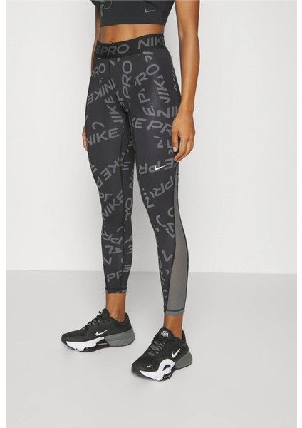 Pro Mid-Rise 7/8 Printed Training Siyah Kadın Tayt