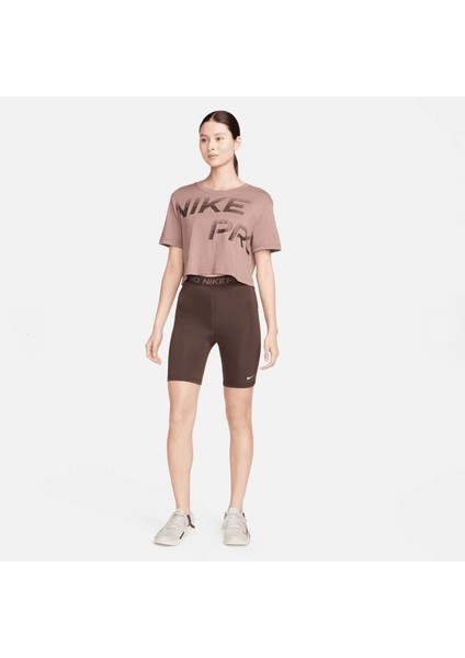 Pro Dri-Fit Graphics Cropped Training Short-Sleeve Kahverengi Kadın T-Shirt modelleri