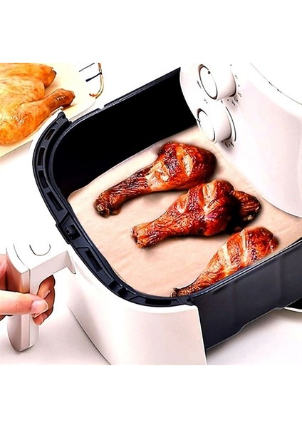 100 Adet Air Fryer Pişirme Kağıdı Tek Kullanımlık Yağ Su Geçirmez Yapışmaz Deliksiz Düz Kare Model-Findit