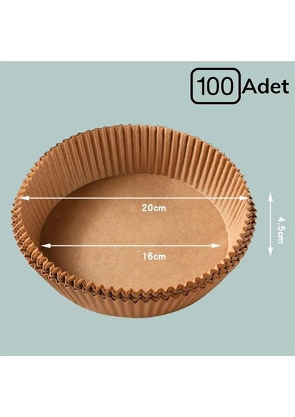 100 Adet Air Fryer Pişirme Kağıdı Tek Kullanımlık Yağlı Kağıdı Yuvarlak Tabak Model-Findit