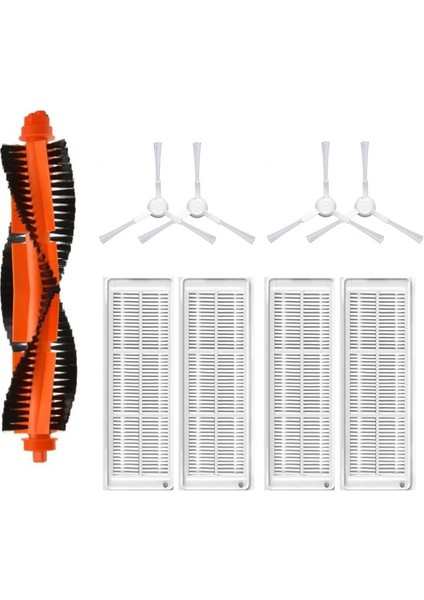 Xiaomi Mop Pro (STYTJ02YM) Uyumlu 1 Adet Ana Fırça 4 Adet Filtre 4 Adet Beyaz Yan Fırça