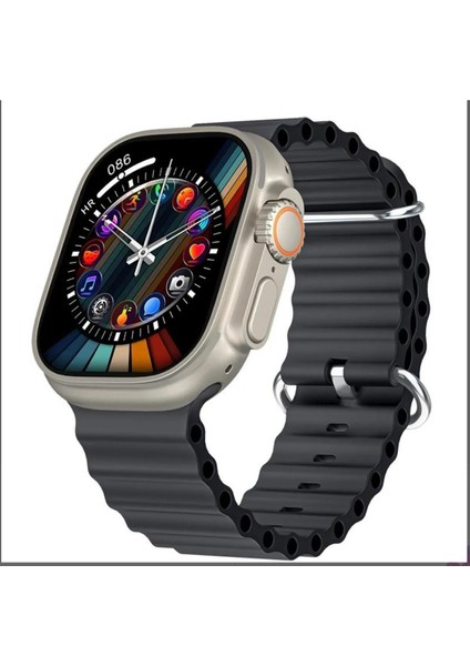 HK8PROMAX Amoled Multi Foksiyonel 100DEN Fazla Özellik 49MM Titanyum Kasa 2 Kordonlu