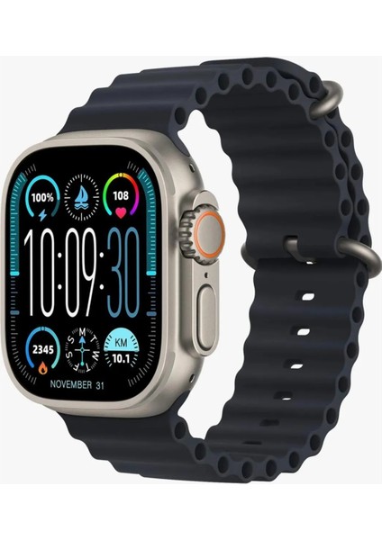 HK8PROMAX Amoled Multi Foksiyonel 100DEN Fazla Özellik 49MM Titanyum Kasa 2 Kordonlu