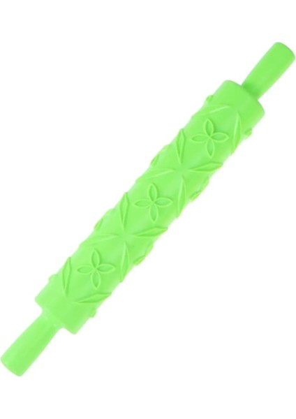 Merdane Çiçek Yaprak Desenli 30 cm Pastacılık Merdanesi Şeker Hamuru Merdanesi Dekor Merdane