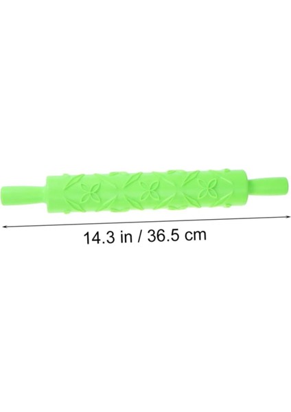 Merdane Çiçek Yaprak Desenli 30 cm Pastacılık Merdanesi Şeker Hamuru Merdanesi Dekor Merdane