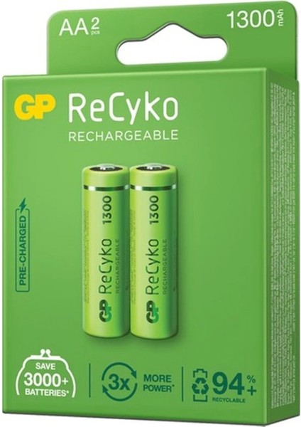 Gp Recyko 1300 Mah R6 Aa Şarjlı 2li Kalem Pil GP130AAHCE-2EB2 (GPRHC132E000) (4887)