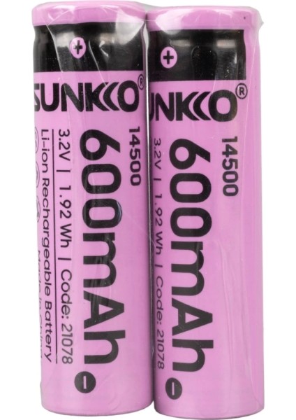 Sunkko Ifr 3.2 Volt 600 Mah 14500 Şarj Edilebilir Pil (Tekli) (4887)