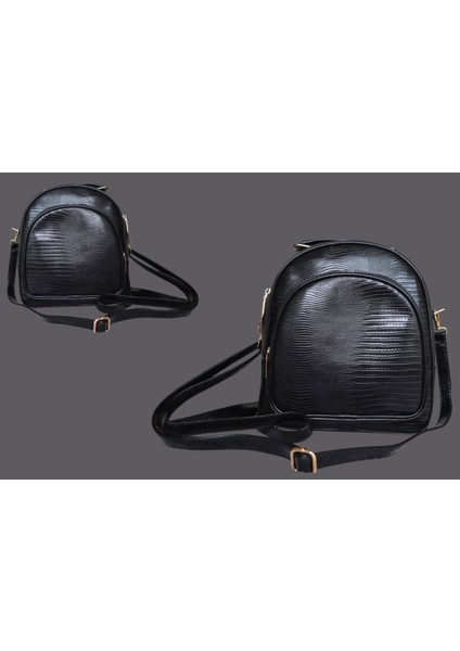 Çift Askılı Üç Fermuarlı Lizard Kadın Sırt ve Omuz Çantası modelleri