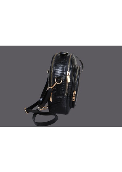 Çift Askılı Üç Fermuarlı Lizard Kadın Sırt ve Omuz Çantası indirimleri