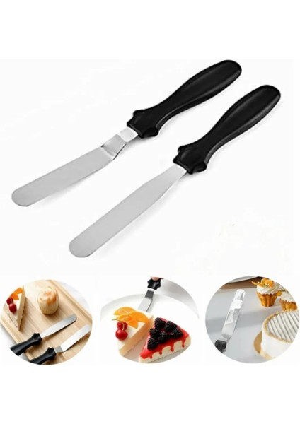 Pasta Dekor Kalemi ve Metal Pasta Spatulası 2li Pasta Süsleme Seti Pasta Sıvama Tarağı Bıçağı indirimleri