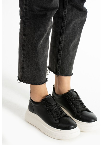 Rodon Kadın Metalik Siyah Spor Ayakkabı