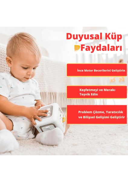 Montessori Eğitici Ahşap Aktivite Küpü - 6'lı 1 Arada İnce Motor ve Duyusal Gelişim Oyuncağı modelleri