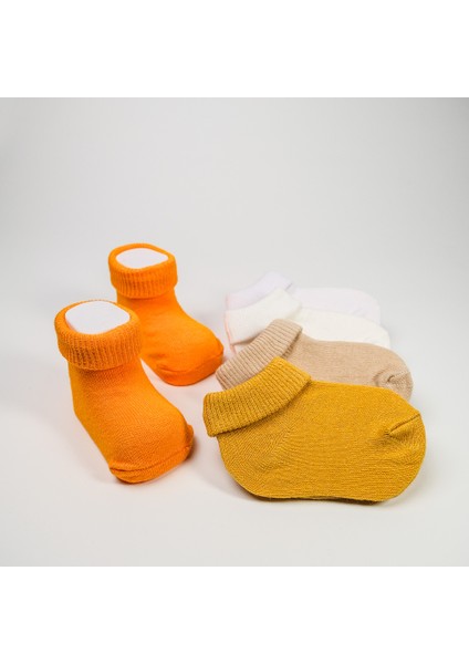 Organik Pamuk Dokuma Desensiz Kıvrık Kız Erkek Yenidoğan Bebek ve Çocuk Çorabı 5li Set fiyatları