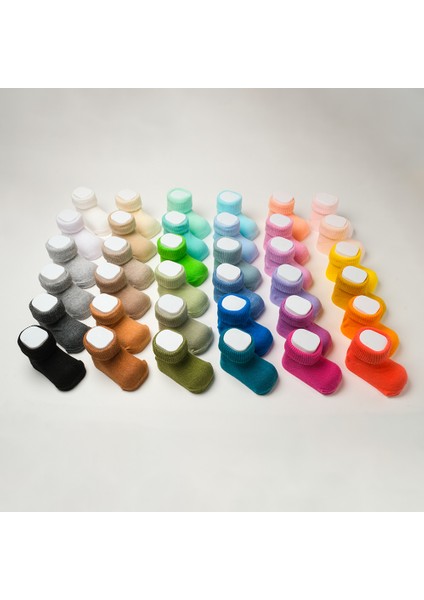 Organik Pamuk Dokuma Desensiz Kıvrık Kız Erkek Yenidoğan Bebek ve Çocuk Çorabı 5li Set fırsatları