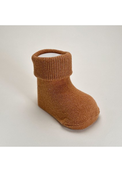 Organik Pamuk Dokuma Desensiz Kıvrık Kız Erkek Yenidoğan Bebek ve Çocuk Çorabı 5li Set modelleri