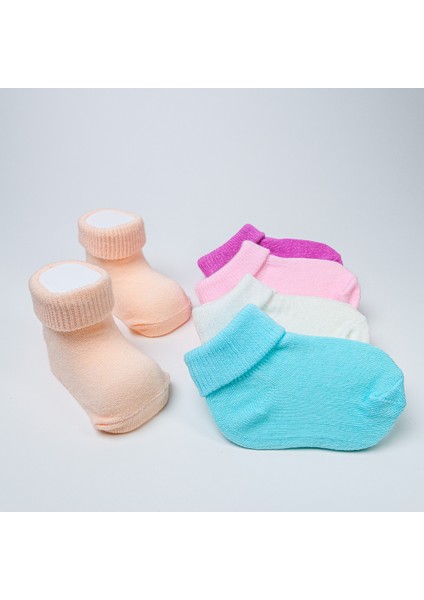 Organik Pamuk Dokuma Desensiz Kıvrık Kız Erkek Yenidoğan Bebek ve Çocuk Çorabı 5li Set fiyatları