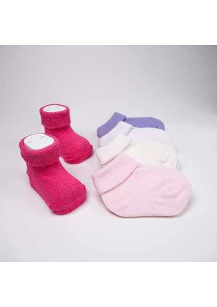 Organik Pamuk Dokuma Desensiz Kıvrık Kız Erkek Yenidoğan Bebek ve Çocuk Çorabı 5li Set fiyatları