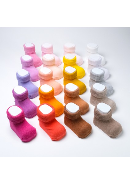 Organik Pamuk Dokuma Desensiz Kıvrık Kız Erkek Yenidoğan Bebek ve Çocuk Çorabı 5li Set fırsatları