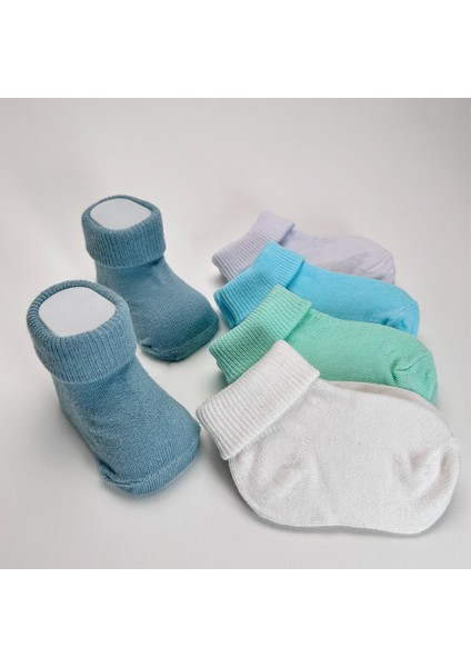 Organik Pamuk Dokuma Desensiz Kıvrık Kız Erkek Yenidoğan Bebek ve Çocuk Çorabı 5li Set fiyatları