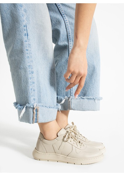 Ganer Kadın Deri Bej Spor Ayakkabı modelleri