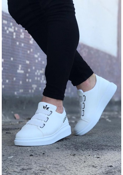 WG029 Beyaz Kalın Taban Casual Erkek Ayakkabı