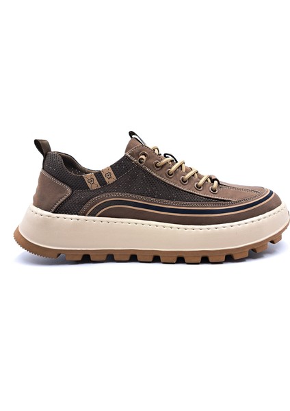 G25Y514 Hafif Tasarım Lastik Bağcıklı Fileli Erkek Kahverengi Kanvas Sneaker Spor Ayakkabı