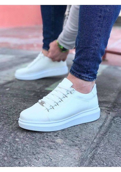 WG08 Beyaz Düz Erkek Casual Ayakkabı