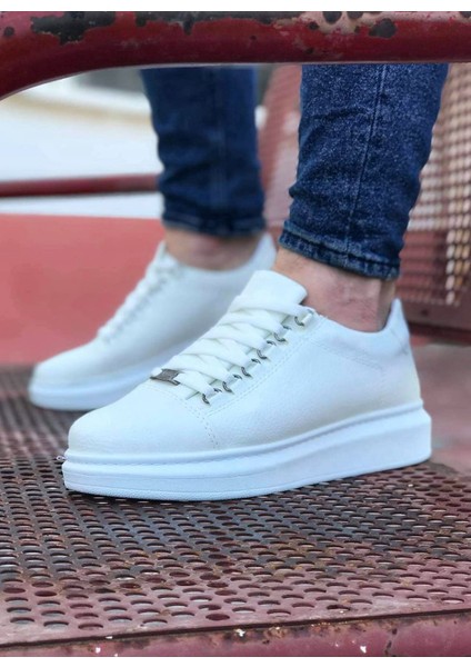 WG08 Beyaz Düz Erkek Casual Ayakkabı