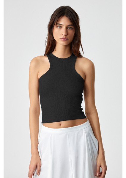 Jroksy Kadın Slim Halter Yaka Kolsuz Siyah Atlet