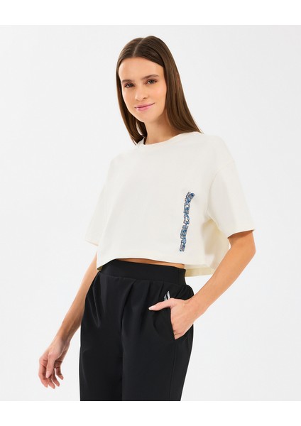 W Crop Fit Graphic Tee T-Shirt Kadın Off White Tshirt S2510145-102