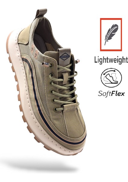 G25Y514 Hafif Tasarım Lastik Bağcıklı Fileli Erkek Haki Yeşil Kanvas Sneaker Spor Ayakkabı modelleri