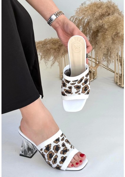 Zebra Triko Topuklu Terlik