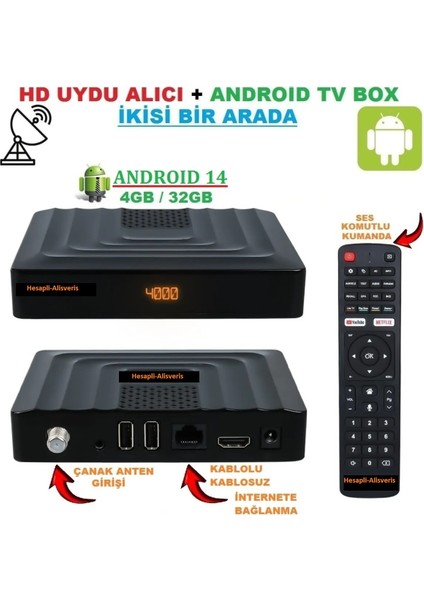 Fobem Vısıon S Hibrit 4gb Ram 32GB HDD 1.5ghz Ses Komutlu Uydu Alıcılı Androıd 14 Tv Box (Tunerli) fiyatları