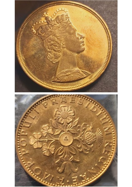 Amor Populı Praesıdıum Regınae A900 - Kraliçe Elizabeth 21.39GR 22 Ayar A900 Altın Madalya