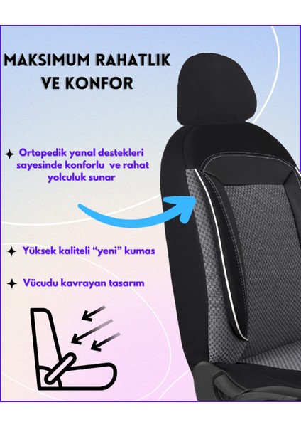 Her Araca Uyumlu Tam Takım Doqu Model Oto Koltuk Kılıfı Seti