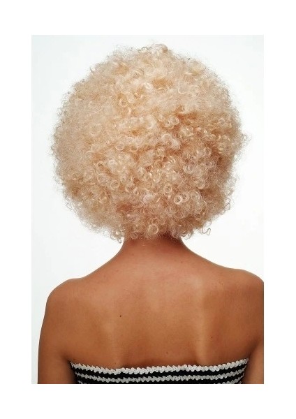 Altın Renk Kıvırcık Afro Parti Peruğu