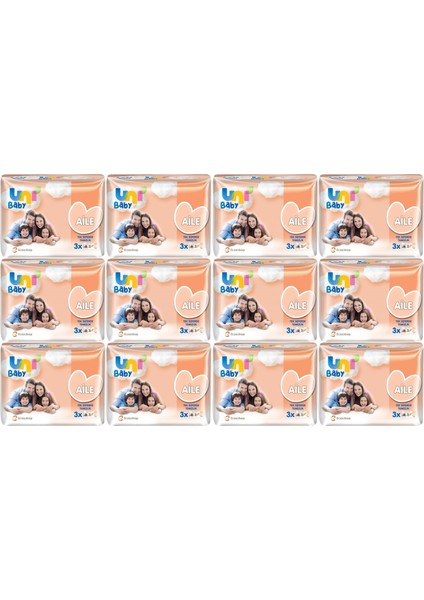 Islak Havlu Mendil Aile 52 Yaprak (36 Lı Set) 1872 Yaprak (12PK*3)