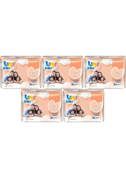 Islak Havlu Mendil Aile 52 Yaprak (15 Li Set) 780 Yaprak (5pk*3)