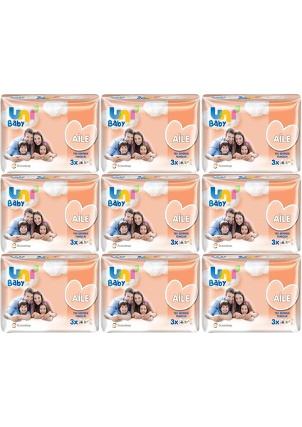 Islak Havlu Mendil Aile 52 Yaprak (27 Li Set) 1404 Yaprak (9pk*3)