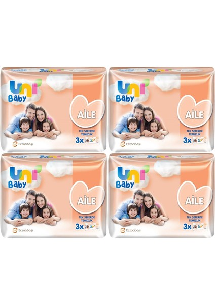 Islak Havlu Mendil Aile 52 Yaprak (12 Li Set) 624 Yaprak (4pk*3)